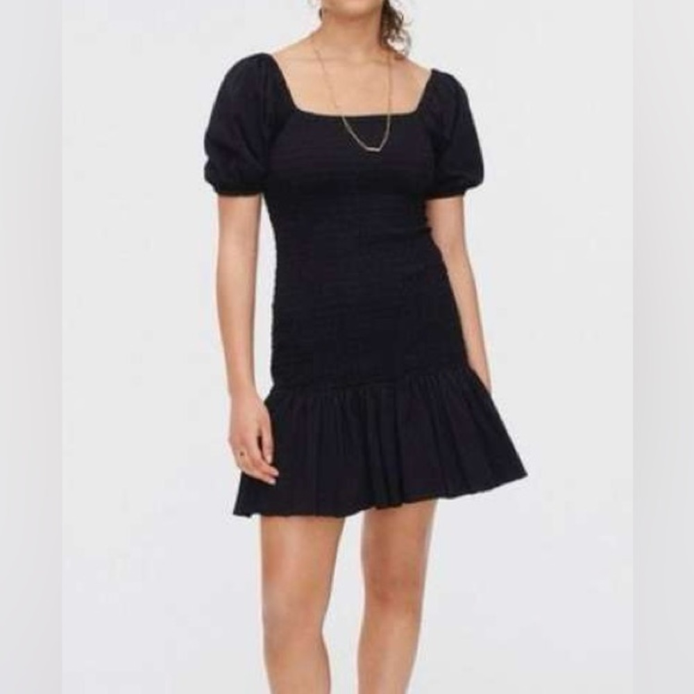 NEW / J.Crew Puff-sleeve smocked linen mini dress